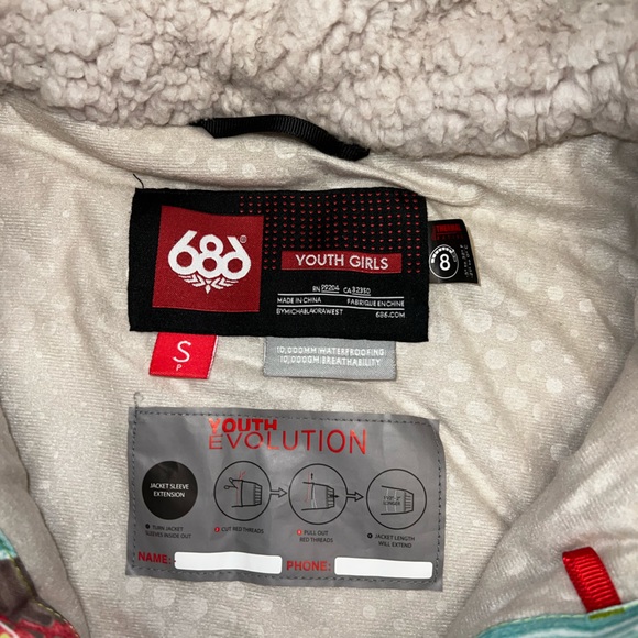 686 girls youth flora insulated ski jacket ikat lime print size small. EUC - Picture 3 of 5